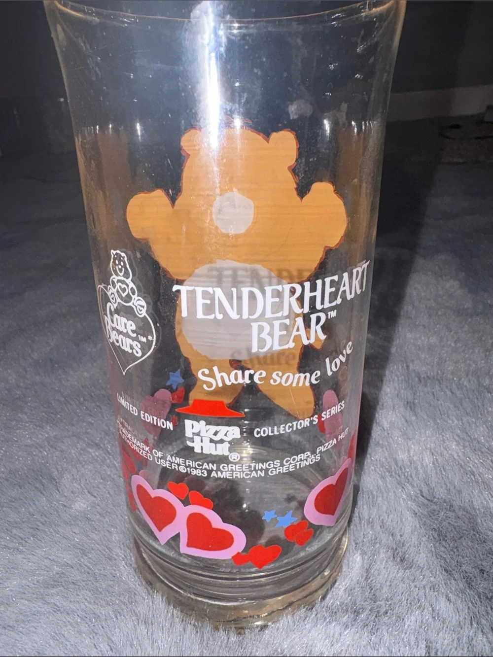 Vintage 1983 Care Bears TENDERHART Beverage Tumbler Pizza Hut Promo